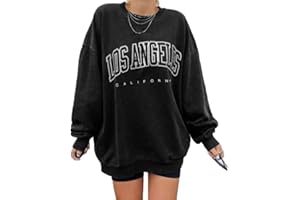 GeGekoko Women's Oversized Sweatshirt Los Angeles Vintage Oversized Long Sleeve Crew Neck Pullover Casual Tops