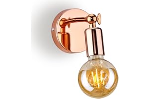 PETITES ECREVISSES Applique da parete E27 Vintage Lampada da Parete Industriale Orientabili 240° Faretti da Parete Metal Lampada da Soffitto per Camera da Letto Soggiorno Tavolo da Corridoio Max 60W (Oro rosa, 1 pezzo)