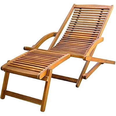 vidaXL Chaise avec repose-pieds en bois d'Acacia Chaise longue de jardin