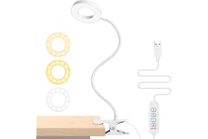 URAQT Klämlampa 48 Lysdioder, Dimbar Lä, Säng, 3 Lägen Och Nivå 10 Dimmer, 360° Flexibel USB-Lampa För Läsning, Resor, Sovrum, Kontor
