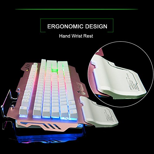 Normia Rita 104 klicken Mechanische Spiel Tastatur, Hintergrundbeleuchtungs RGB LED, Schalter MX RGB, Mechanical-ähnliche Typing Experience,Selbst mit Handyhalter – Roségold - 2