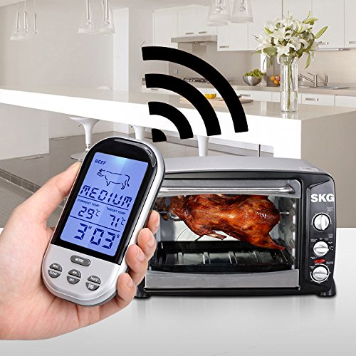 Homdox Wireless Bratenthermometer Digital, Zeitmesser Voreingestellten, Grillthermometer Fleischthermometer für Kochen BBQ Grill Steak Braten Barbecue Lebensmittel Großes LCD-Display Silber - 3