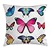 Produktbild Butterfly Throw Pillow Cushion Cover, Different Size Collection of Colorful Butterflies on Plain Background Wings Home, Decorative Square Accent Pillow Case, 18 X 18 inches, Multicolor