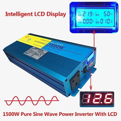 CAR CARAVAN CAMPING BOAT 1500W / 3000W (Peak) Pure Sine Wave Power Inverter Soft Start 12V DC to 230V AC convertor with LCD DISPLAY