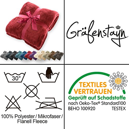 Gräfenstayn Kuscheldecke in verschiedenen Größen und Farben Tagesdecke Mikrofaserdecke (Anthrazit, 240x220cm) - 5