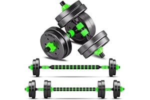 BCBIG Haltères réglables, bon marché Set,2 en 1 de Dumbbell avec barres raccordées, revêtement en caoutchouc avec disques, jeu de poids d'entraînement pour équipements de gym à la maison.
