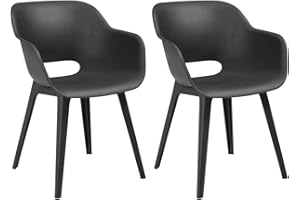 ‎KETER Allibert by Keter Gartensessel Akola, graphit, 2er Set, Kunststoff, 56.7 x 55.8 x 80.1 cm, Schalenstuhl in Cupform, perfekt für Garten, Terrasse oder Esszimmer