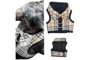 PRETTY PAMPERED PETS UK XXXS XXS XS Tiny Teacup Chihuahua Puppy Dog Harness for TINY Teacup Miniature Breeds Kitten Yorkie Maltese Terrior Puppy Dogs (Beige Tartan, Size 3: XS/Small)