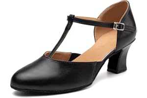 RUYBOZRY Zapatos de Baile Mujer Salsa y Bachata Cerrados Tango Zapatos de Baile Tango Profesional de Salon con Tacón de 6cm Suela de Ante