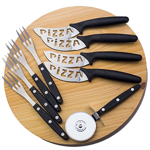 Oramics Pizza Set 10-teilig bestehend aus Pizzabrett, Besteck und Pizzaschneider