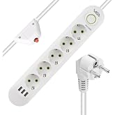 Akım Korumalı, 5'li &Ccedil;oklu, 3 Usb, 1.5 Mt Kablo, Anahtarlı Grup Priz, Usbli, Isıya Dayanıklı, 3000 Watt G&uuml;c&uuml;nde