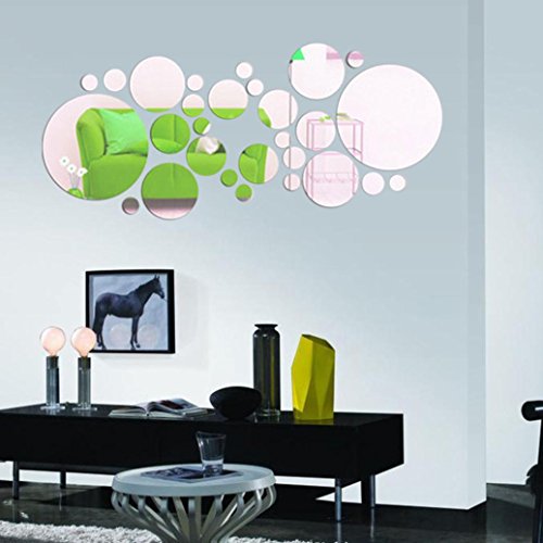 Jamicy® Runde Acrylspiegel Hintergrund Wand Aufkleber Schlafzimmer Dekoration - 5