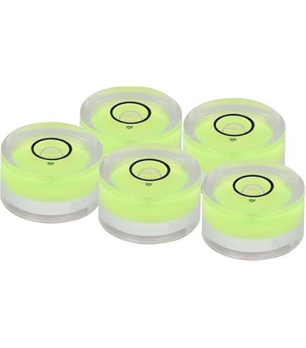 Precisiewaterpas, 5 stuks 32 mm diameter, kleine waterpas, met 5 dubbelzijdige plakstrips, campingwaterpas, waterpas, camper