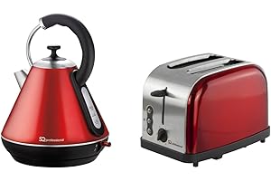 SQ Professional Gems Range Legacy Cordless Kettle - 2 Slice Toaster Set (Ruby)