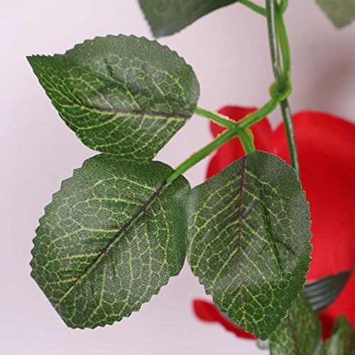Romatic Künstliche Rose Blume Kunstblumen Haus Hochzeit Wand Hängen Dekor – Rot, XL - 6