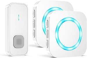 ‎AIMAX AIMAX Funkklingel mit 1 Sender und 2 Empfänger,klingel Haustür kit,400m Hohe Reichweite, IP55 Wasserdicht, 55 Klingeltöne, 5 Lautstärkestufen Mit LED-Blitz,kabellose Installation