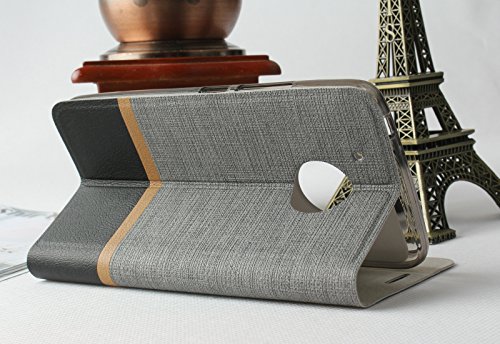 Lively Life Motorola Moto G5 hülle – Premium Luxuriös PU lederhülle[Vollständigen Schutz] [Kreditkartenfach] Folio Tasche Schutzhülle im Denim Pattern für Lenovo Moto G5(Denim-Grau) - 3