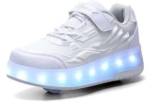 ROLLTONGOZ Scarpe con rotelle da Bambina Scarpe con luci Ragazza Scarpe da LED Ruota Skateboard Sneaker Sportive con Rotelle Automatiche Ruota Multisports Skateboard Sneaker con Ruote per Bambini…