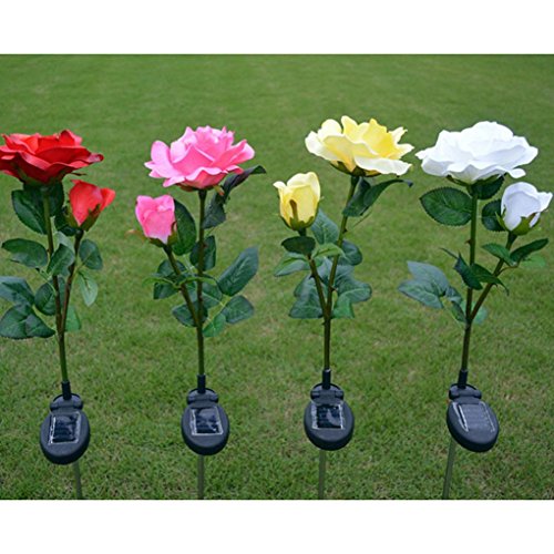 sunnymi 2 Kopf Sun Rose Licht/Solar LED Dekorative Outdoor Rasen Lampe/Gute Qualität/Automatisch Aufleuchten/ABS + Edelstahl (weiß)