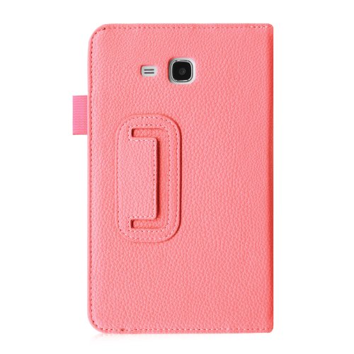 [Eckenschutz] Fintie Samsung Galaxy Tab 3 7.0 Lite T110 T111 T113 T116 Hülle Case – Slim Fit Folio Bookstyle Kunstleder Schutzhülle Cover Tasche mit Ständerfunktion für Tab 3 Lite 7.0 Zoll Tablet, Rosa - 6