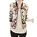 Produktbild YunYoud Damen Jacke Frau Blumen gedruckt Lange Ärmel Mantel Mode Stehkragen Bomber Jacken Beiläufig Reißverschluss Kurz Outwear Herbst Übergang Sweatjacke (XXL, Bunt)