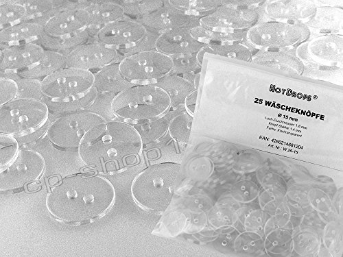 25 Wäscheknöpfe - klar/transparent - Ø 15 mm