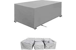 LAYOOMIETY Gartenmöbel Abdeckung 180x100x75cm Silber grau Rechteckig Gartenmöbel Schwerlast 420D Oxford Schutzhülle Schnallen und Spannkordel für alle Jahreszeiten Wasserdicht nti-UV Schutzhülle