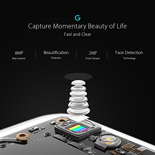 UMIDIGI G 4G Smartphone 5 pollici Android 7.0, Dual SIM Cellulare, 2GB RAM + 16 GB ROM, Nuovo Design Metallico, Scanner di impronte digitale con sblocco in 0.1 s, Fotocamere 2MP/8 MP, Nero