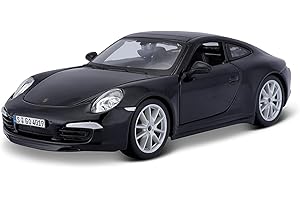 BBURAGO Porsche 911 Carrera S: Modellauto im Maßstab 1:24, Türen und Motorhaube beweglich, 20 cm, schwarz (18-21065B)