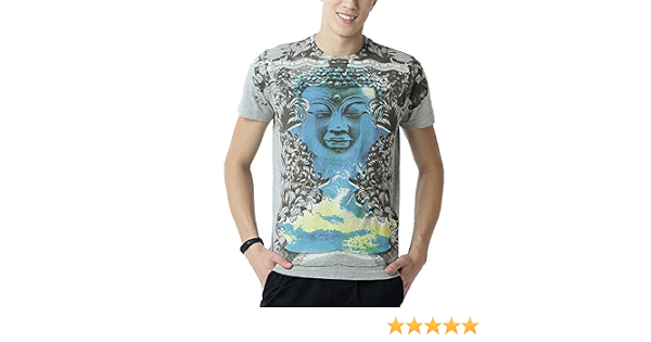 Blue Buddha Printed Grey T Shirt 