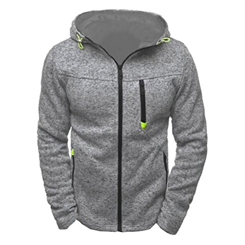 Preisvergleich Produktbild Sannysis Herren Kapuzenpulli Reißverschluss Slim Fit Kapuzenpullover Sweatshirts Pullover Mantel Jacke (M, Grau)