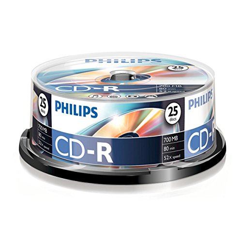Philips CD-R Rohlinge (700 MB Data/ 80 Minuten, 52x High Speed Aufnahme, 25er Spindel)