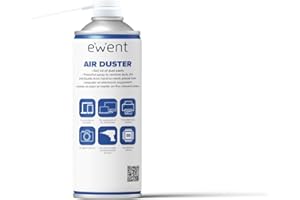 Ewent Spray de aire comprimido para la limpieza de teclados, ordenadores y accesorios, spray de aire comprimido, 400 ml, con pajita larga para la limpieza de grietas más difíciles