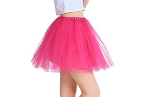Vientiane 80s Adult Tutu Layered Skirt,Petticoat Fancy Dress for Women Girl for Fancy Dress Party Hen Party(Rose Red)