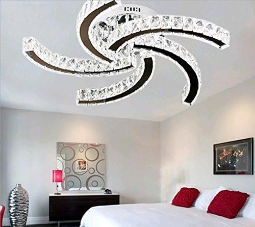 Homeny Personalized simple creative K9 crystal chandelier two-color modern hanging lights LED remote control white light light ceiling [energy efficiency level A ++], Warm White