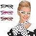 Produktbild Amakando Cateye Brille Vintage Partybrille weiß Rockabilly Faschingsbrille 54er Jahre Spaßbrille Rock'n'Roll Karnevalsbrille Fünfziger Funbrille Grease Kostümbrille