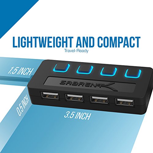 Sabrent USB HUB – 4-Port USB 2.0 Hub mit einzelnen Schalter und einzelnen LEDs (HB-UMLS) - 8