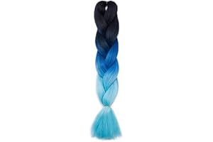 SEGO Capelli per Treccine Africane Extension Afro Trecce Lunghe 60cm Treccia Finta Braiding Hair Sintetici Ombre Crochet Fibre 100g - Nero/Blu Scuro/Blu Chiaro