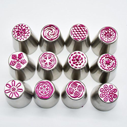 LittleDi The New Russian Flower Mouth A set of 12 Malaysian Decorating Mouth High Quality 304 Stainless Steel Cake Dessert Decoration Mouth