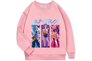 Moollyfox Huntrix 100% Cotone Bambini Maglione Senza Cappuccio Girocollo Felpa con Cartone Animato Stampa Sport Casual Top Maglione Per Ragazzi Ragazzi Ragazze Ragazzi