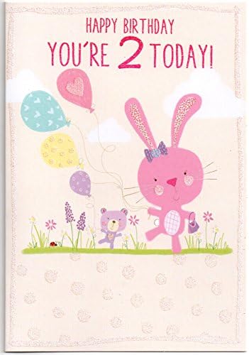 Children's Birthday Card for Two (2) Year Old Girl - Free 1st Class Post (UK)