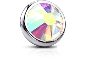 Paula & Fritz® Anchor nakładany kryształ w wielu kolorach, rozmiary i grubości, stal chirurgiczna 316L, kotwica skórna, Diver implant, kulka, piercing do ciała