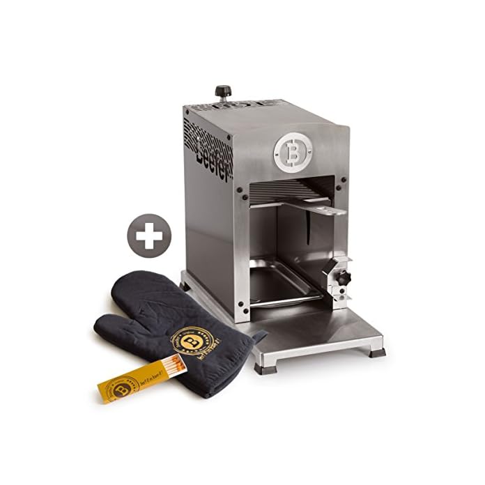 Original Beefer One Gasgrill Beefer Grillhandschuh Grillgert Von Beefer Grillgerte Inkl Grillrost Mit Passendem Griff Gastronormschale Und Grillhandschuh Steak Grill Aus Hochwertigem Edelstahl 800 Gra