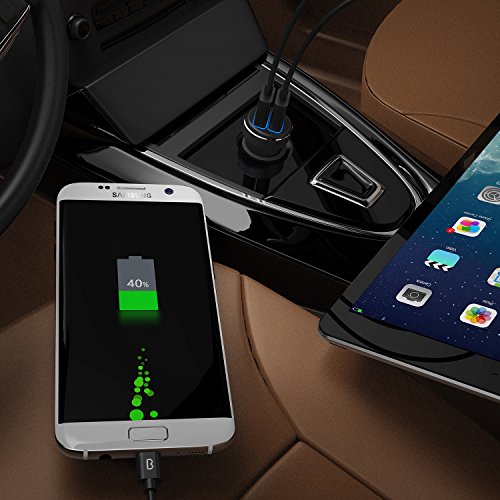 Beikell Chargeur de Voiture  Rapid Dual Port USB Chargeur de Voiture avec Smart Device-Adaptive Technologie de Chargement pour Apple  Samsung  d autre