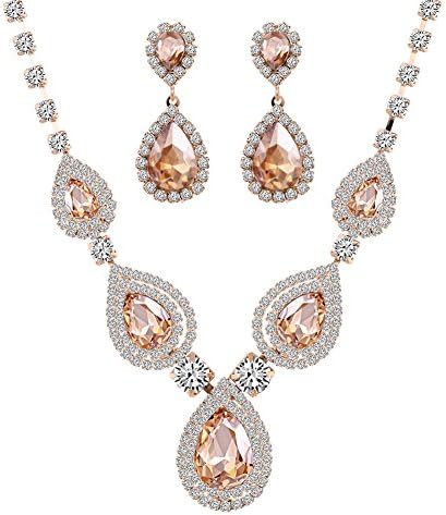 Lianjie® Women Crystal Rhinestone Necklace Earrings With Gold Drop Jewelry Set 1pc Necklace + 1 Pair Of Earrings