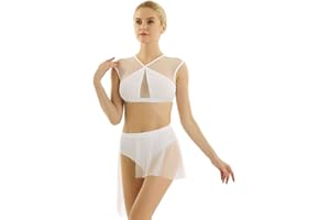 Freebily Vestito Danza del Ventre Donna Tutu Danza Classica Balletto Ballerina Costume Danza Moderna Jazz Abito da Ballo Latino Body Ginnastica Artistica