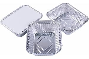 MNIXY No branded Elinala Barquettes en Aluminium, Plateaux Jetables en Aluminium, 30 PCS Plateaux en Aluminium 450ML, 700ML et 1100ML avec casquette pour le Rôtissage, la Cuisson et le Stockage