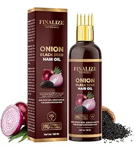 FINALIZE Natural Shine Onion Hair Oil With Black Seed oil for Hair Growth & Hair Fall Control for Strong & Silkier Hair & Synthetic Fragrance- 100ML