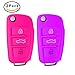 Produktbild 2 Stück Schlüsselhülle Audi, E-Unicorn Autoschlüssel Schlüssel Hülle Silikon Tasche Audi A3 S3 A4 S4 RS4 A6 S6 RS6 Q7 TT TTS R8 Schutzhülle Klappschlüssel Etui Schale Car Key Fernbedienung Blende Klappschlüssel - Lila Rosa