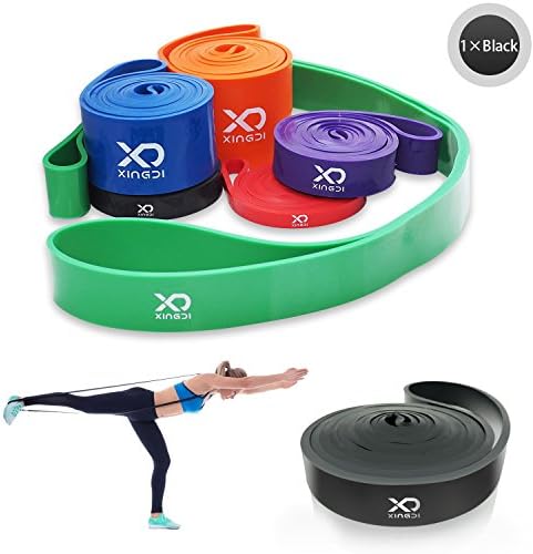 XingDi Premium 100% natural Latex Resistance Band Pull up Exercise Fitness Stretch Band Training Band Cross Fit 6 Sizes Yoga Workout Resistance Loop Bands, black